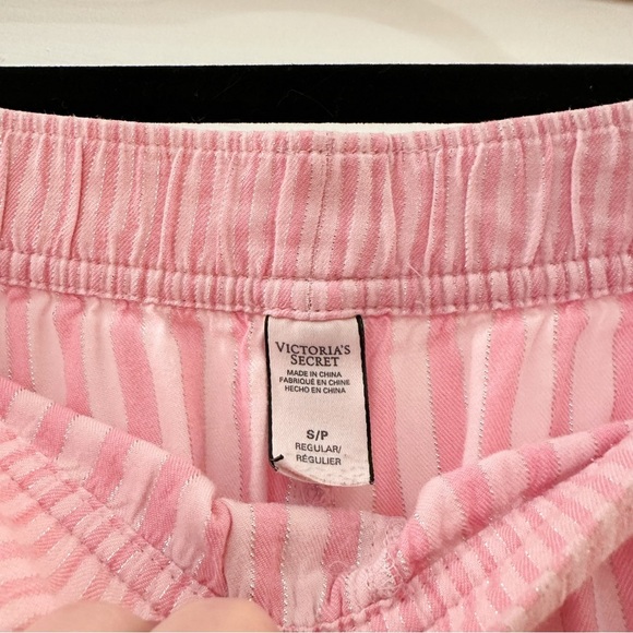 Victoria’s Secret Pink Stripe Metallic Tinsel Flannel Pajama Pants Iconic Small - Picture 7 of 7